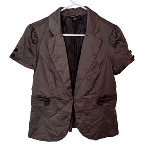 GUESS JEANS SATIN TEXTURE SHORT SLEEVE BLAZER SIZE LARGE WOMEN'S